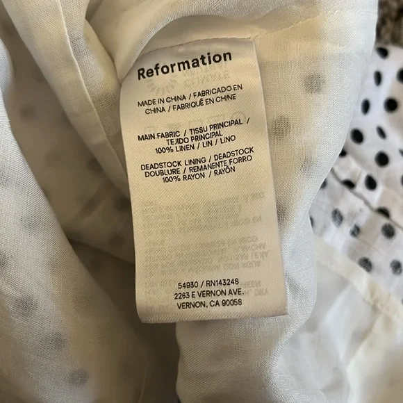 NWT Reformation Evette Linen Top in Eclipse Dot - Picture 8 of 9